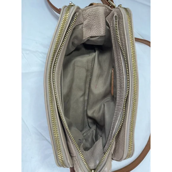 Valentina Beige Pebbled Leather Shoulder Bag Small - Picture 9 of 15